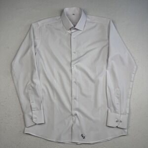 State and Liberty Shirt Mens 40 White Solid Stretch Long Sleeve Dress Shirt